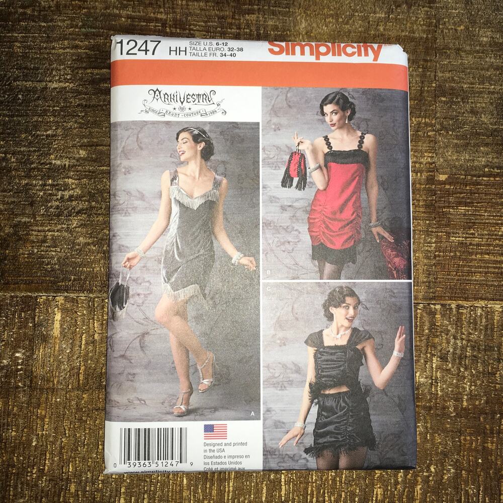 Simplicity Sewing Pattern 1247 Flapper 1920s Dress Purse Costume 6-12 UNCUT